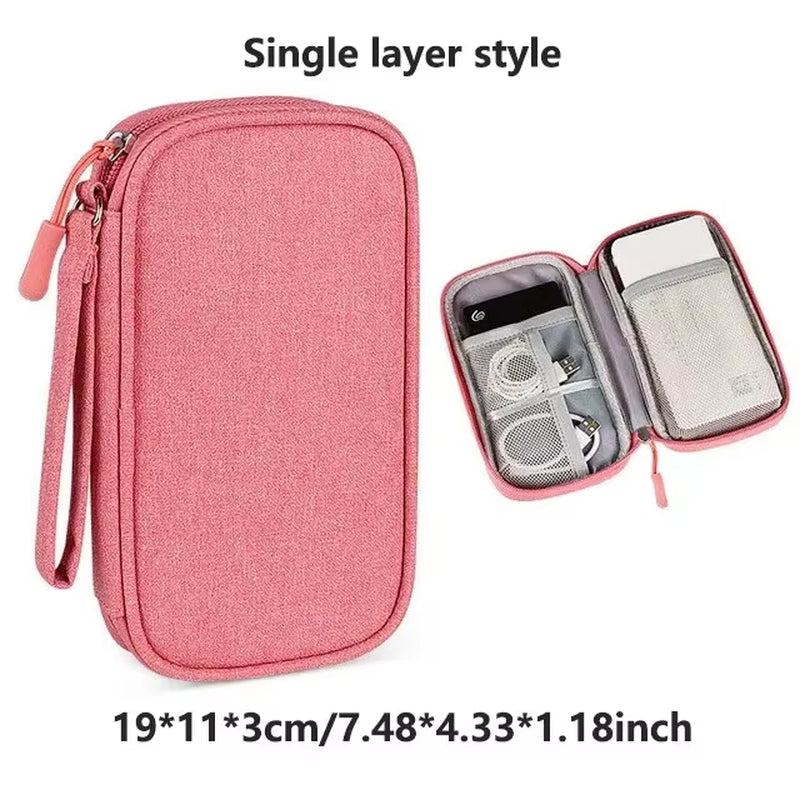 NEW Travel Organizer Bag Cable Storage Organizers Pouch Carry Case Portable Waterproof Single Layers Storage Bags for Cable Cord