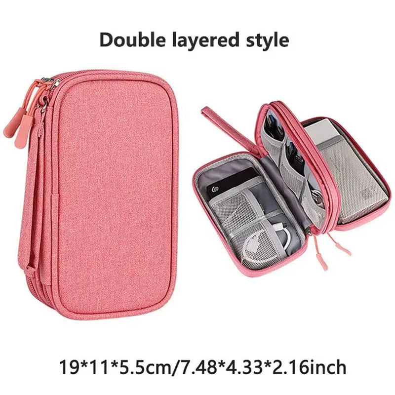 NEW Travel Organizer Bag Cable Storage Organizers Pouch Carry Case Portable Waterproof Single Layers Storage Bags for Cable Cord