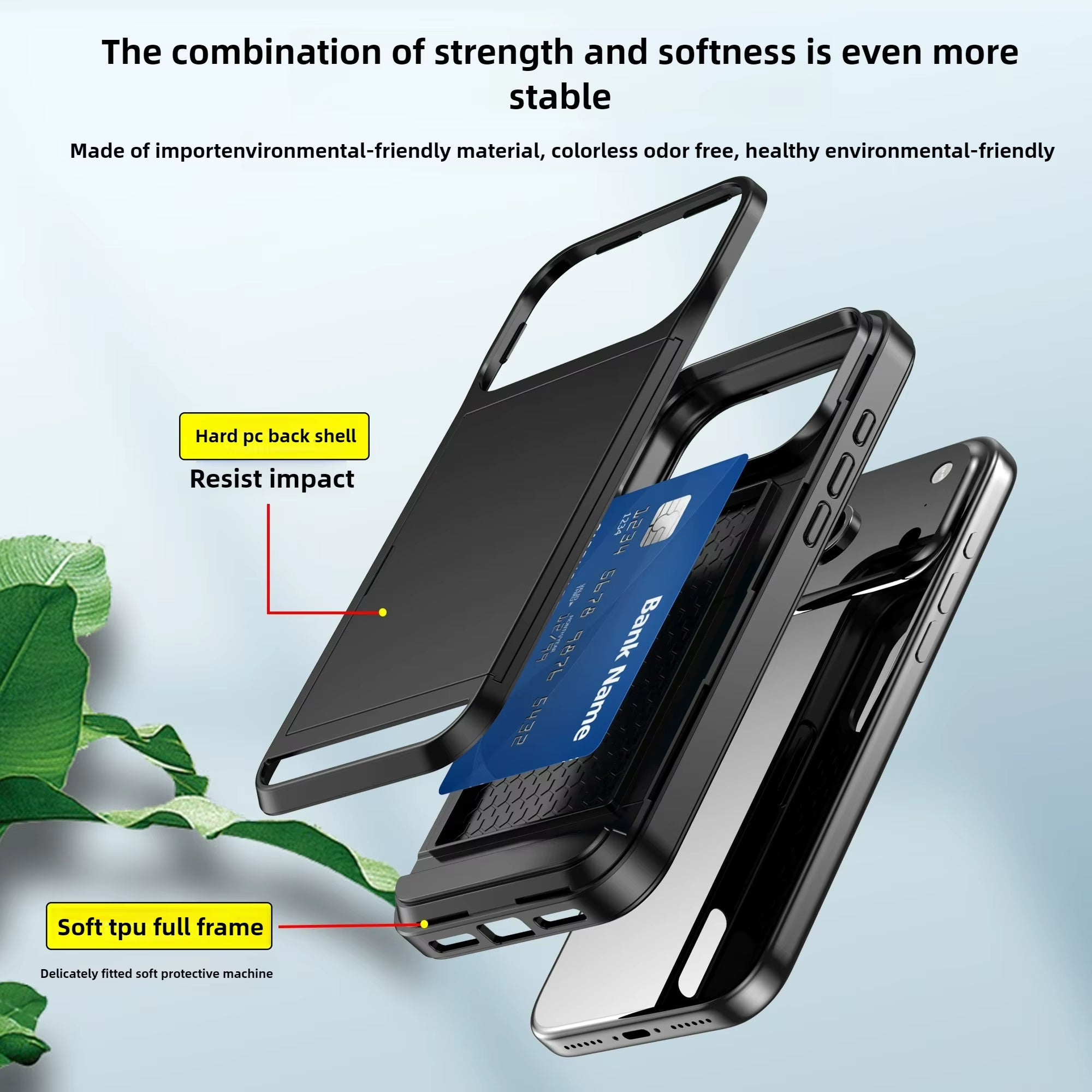 Case for Iphone 17 Pro Max 16 Pro Max 15 Pro 17E 14 13 12 Wallet Card Holder Slide Slot Slim Hard PC Heavy Duty Protective Cover