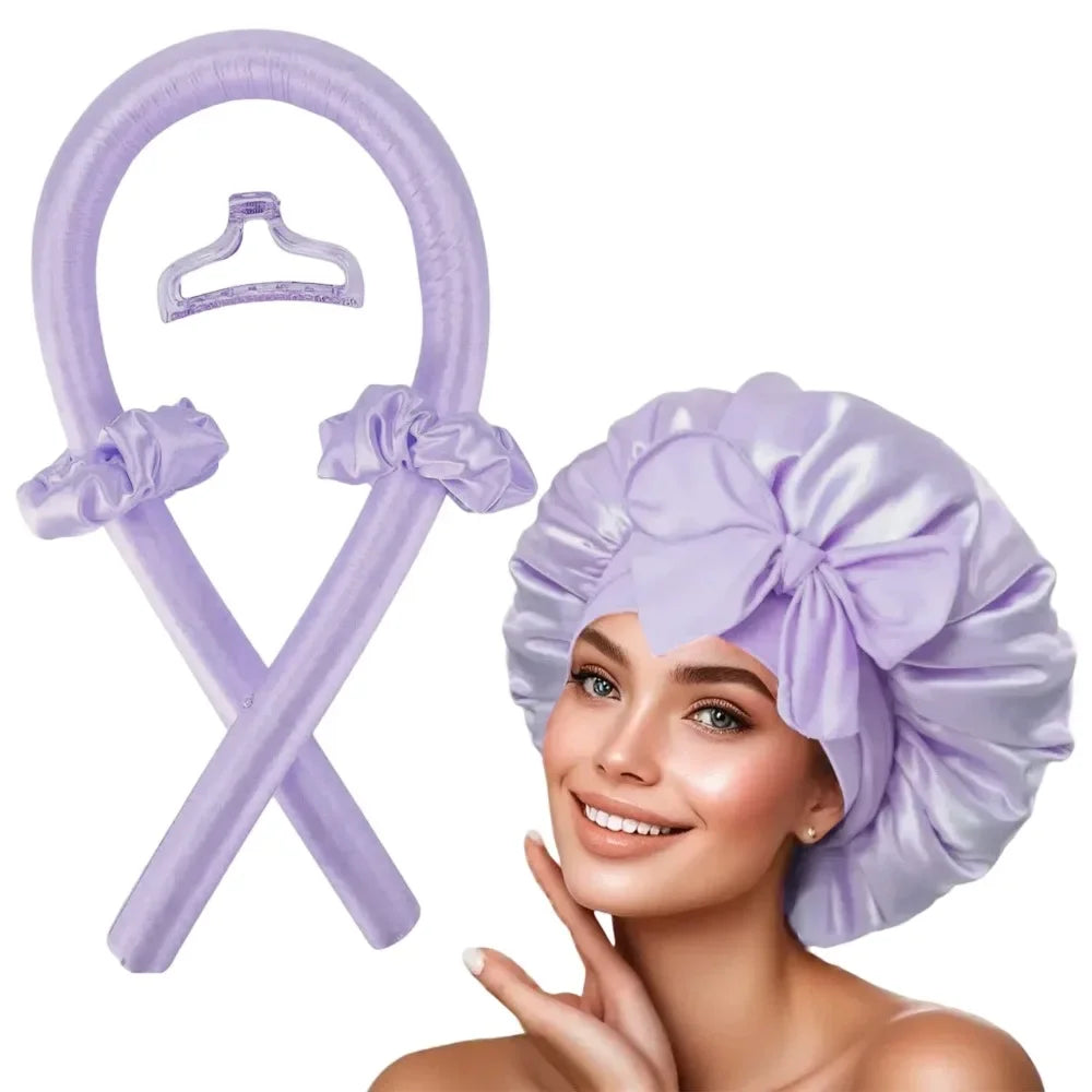 Heatless Curling Rod Headband Soft Hair Curler with Sleeping Bonnet No Heat Hair Rollers Satin Curls Lazy Curlers Styling Tools